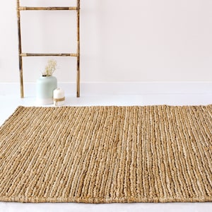 Jute Area Rug - High Quality Natural Braided Jute, Vegan & Biodegradable for Living Room Decor, Ideal Housewarming Gift