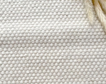 Elfenbensvit ull-bomullsmatta, handvävd texturerad plattvävd, vit skandinavisk matta för vardagsrum och sovrum