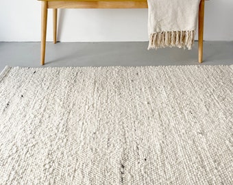 Sophisticated Off White Wool Rug - Unique Marbled Design, Plush Comfort, Statement Piece for Living Spaces, Memorable Anniversary Present