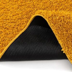 Cream Washable Shaggy Area Rug, Soft Solid Polypropylene Rug with Non Slip Backing Mustard