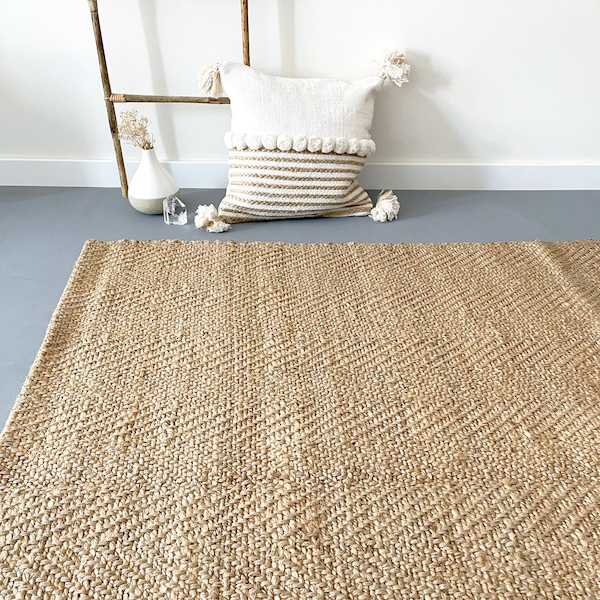 Tapis en jute naturel.Tapis tressé écologique.Tapis végétalien.Tapis de salon.Tapis scandinave.Décoration feng shui et hygge.Tapis en fibres naturelles.