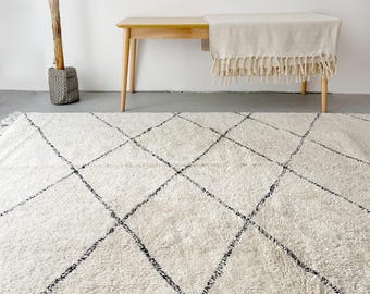 Moroccan ivory rug style.Berber rug.Off-White Rug.Beni Ourain Style rug.Berber Cotton Rug.Handwoven Rug.Rug for Living Room.