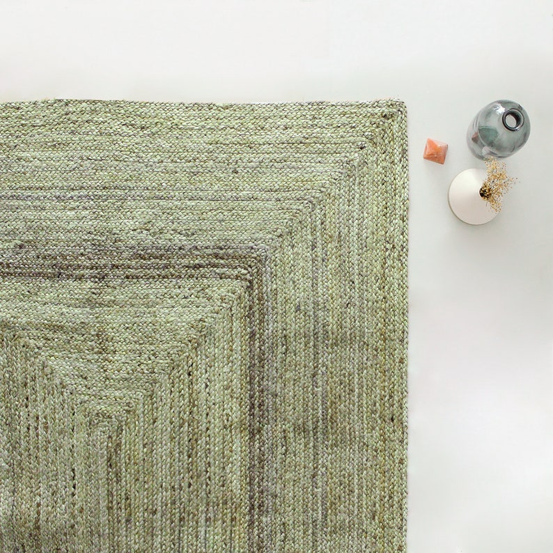 Green Jute Rug. Natural Rug. Jute Handwoven Rug. Size to Etsy
