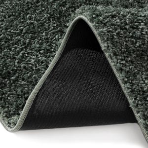 Cream Washable Shaggy Area Rug, Soft Solid Polypropylene Rug with Non Slip Backing Green