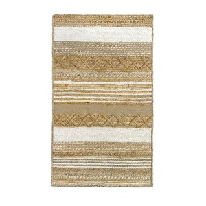 Boho Jute Rug in Two-tones White and Natural, Bohemian Rug With ...