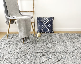 Recycled PET rug.Ecological rug made with fibers from plastic bottles.Blue&grey tones Eco Friendly Vegan Rug That Improve The Environment.