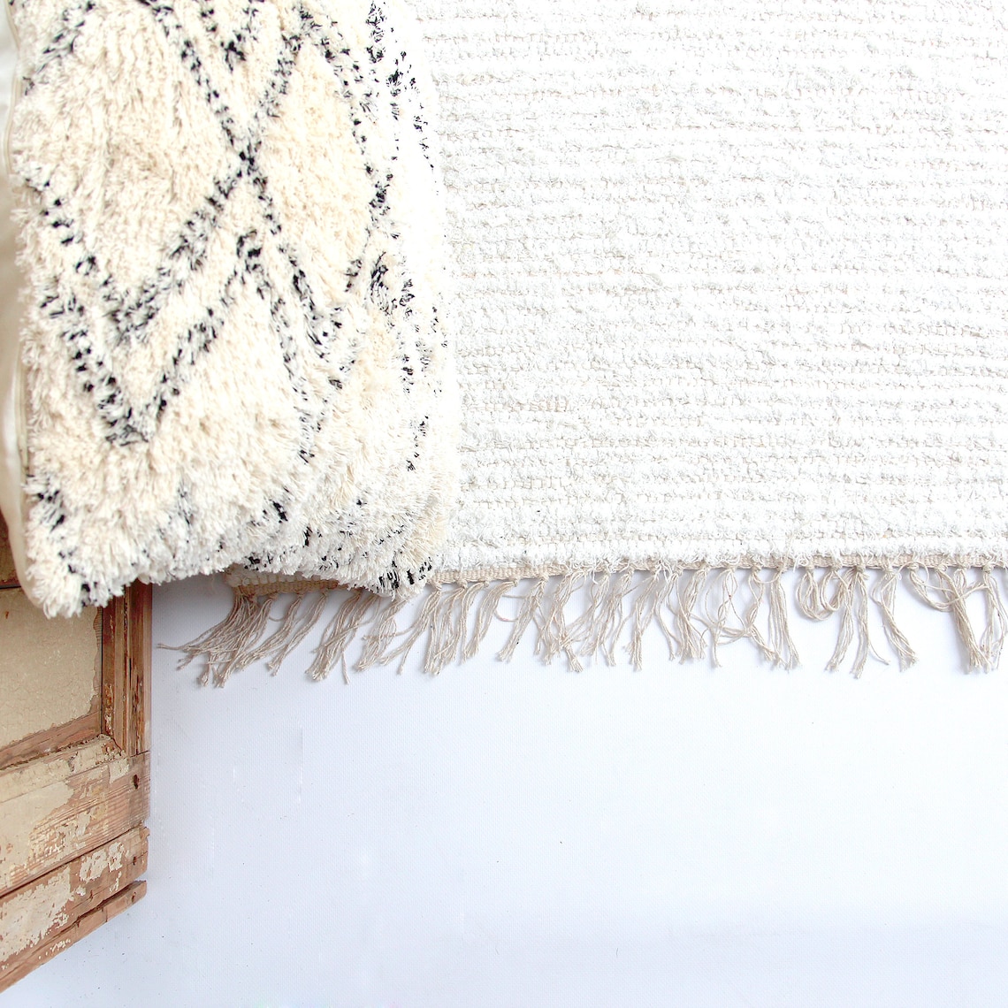 White Cotton Rug.scandinavian Rug.whiteivory Cotton Rug. Etsy
