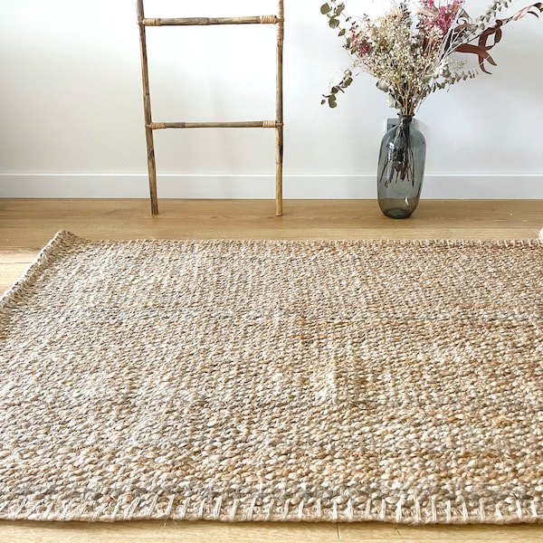 Tapis en jute naturel.Tapis en jute tressé.Vegan Cruelty Free.Jute bohème.Revêtement de sol.Fibres naturelles.Tapis décoratif bohème.