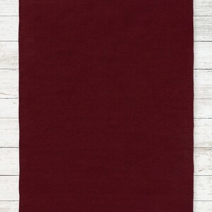 Rood wollen vloerkleed met franjes, handgeweven effen platgeweven vloerkleed voor de woonkamer, bordeauxrood Scandinavisch vloerkleed afbeelding 5