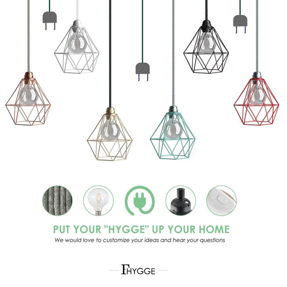 Plug In Diamond Cage Pendant Light Custom Lighting Lampshade Customized Pendants Hygge Home Decor