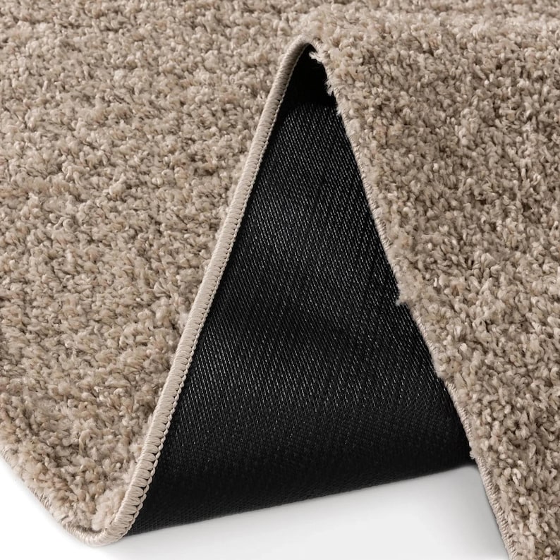 Cream Washable Shaggy Area Rug, Soft Solid Polypropylene Rug with Non Slip Backing image 11