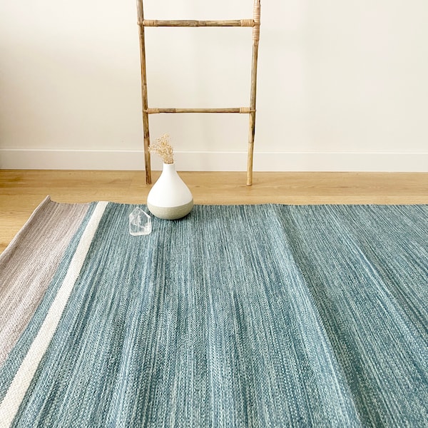 Aqua-green Cotton rug. Ecological vegan rug.Scandinavian rug.kitchen rug.Bathroom rug.Shower rug.Washable Nursery Rug, Cotton Child Rug.