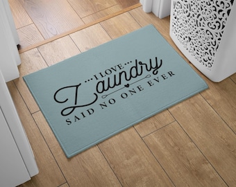 Humorous Laundry Rug: 'I Love Laundry' Printed Floor Mat