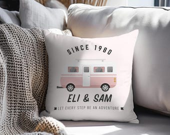 Personalized Camper Van Cushion: Retro Road Trip Pillow Gift