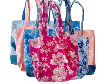 Recycled vintage fabric handbag for women - Unique accessory made from old mattress fabrics