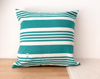 Vintage Ticking Pillow Farmhouse Decor Striped Bohemian Summer Cushion Recycled Cotton Throw Accent