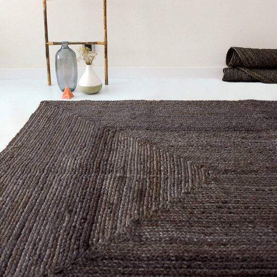 Doe het niet half acht Poort Zwart Jute Vloerkleed. Donker natuurlijk vloerkleed. Jute - Etsy Nederland