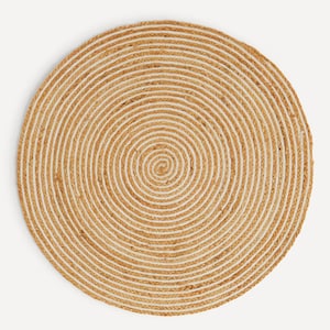 Eco-Friendly Round Jute Rug, Hand-Braided Boho Nursery and Bedroom Decor, 120cm Natural Jute Rug