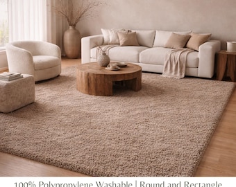 Beige Washable Wabi Sabi Rug Small to Large Inspired Bohemian Decor