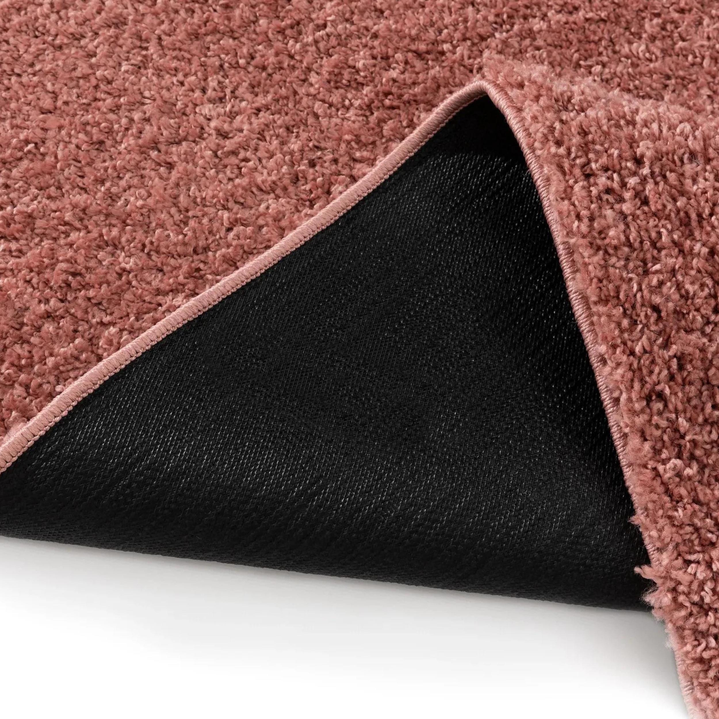 Jinky Rugs Dusty Pink Round Shaggy Rug, Washable High Pile Circle Rug, Wabi Sabi ...