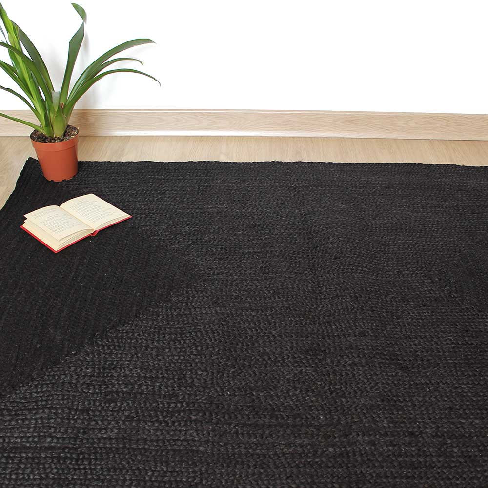 Black Jute Rug. Dark Natural Rug. Jute Handwoven Rug. Custom Etsy