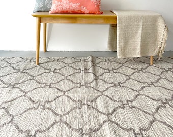 Scandinavian Geometric Rug | Handwoven Kilim Design | Wool & Cotton Blend Reversible