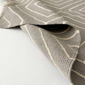 Scandinavian Kilim Rug: Handwoven Wool Flatweave, Grey & Cream Diamond Geometric Dhurrie (168x251cm) image 3