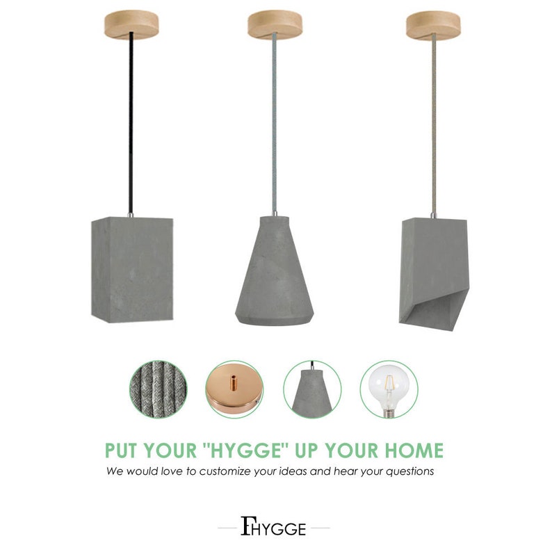 Cement Pendant Light Shade Lighting Lampshade Industrial Minimalist Chandelier Hygge Deco