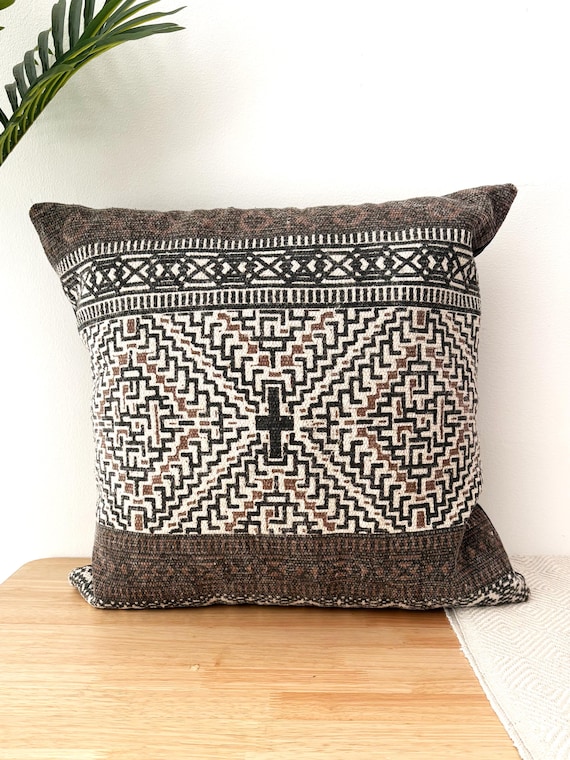 Black Geometric Throw Pillow Covers Boho Cotton Cushion Case
