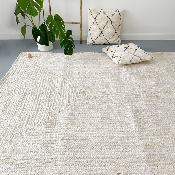 Warm White Jute Rug.braided Jute Rug. Creamwhite Natural Rug. Etsy