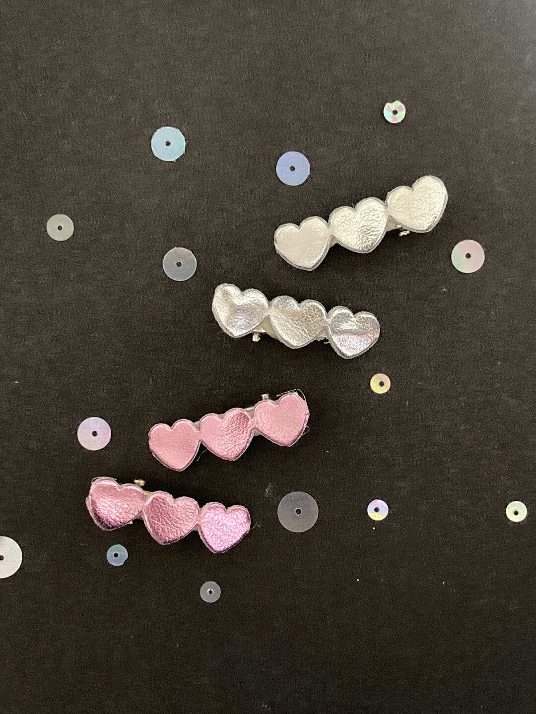 Metallic Heart Hair Clips, Love Heart Hair Accessories, Silver Heart