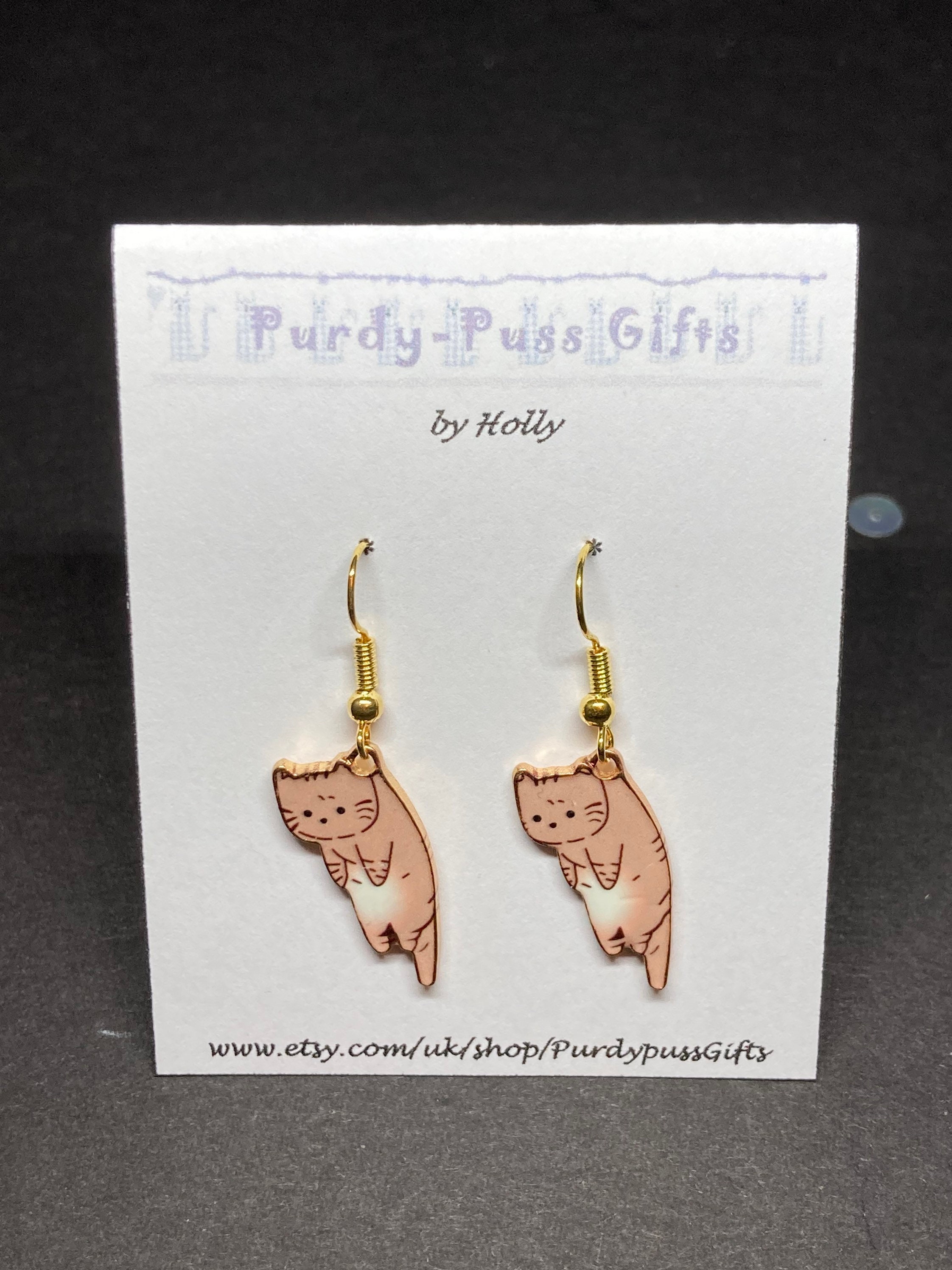 Boucles D'oreilles Pendantes Anima Chat Roux - Bijoux Des Lys Neuf Avec étiquettes