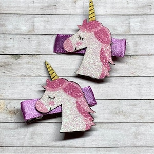 Glitter Unicorn Hair Clips, Pair of Unicorn hair clips, Unicorn hair accessories