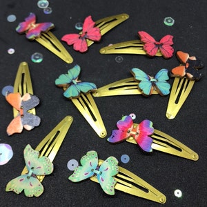 Butterfly Hair Clips, Fun kids button hair accessories, Multicoloured Butterfly Hair Clips