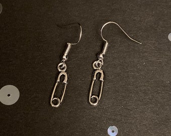 Boucles d'oreilles en argent épingle à nourrice, boucles d'oreilles breloques pendantes de style vintage, bijoux épingle à nourrice