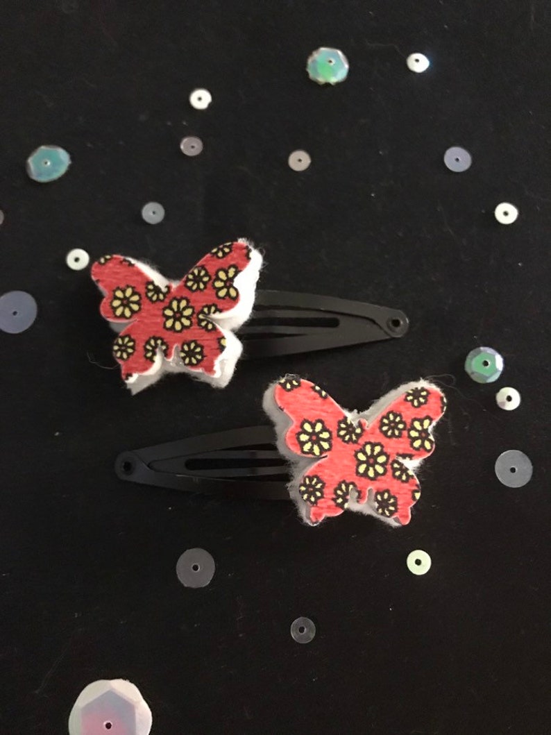Butterfly Hair Clips Orange Floral Butterfly Hair Accessory Etsy