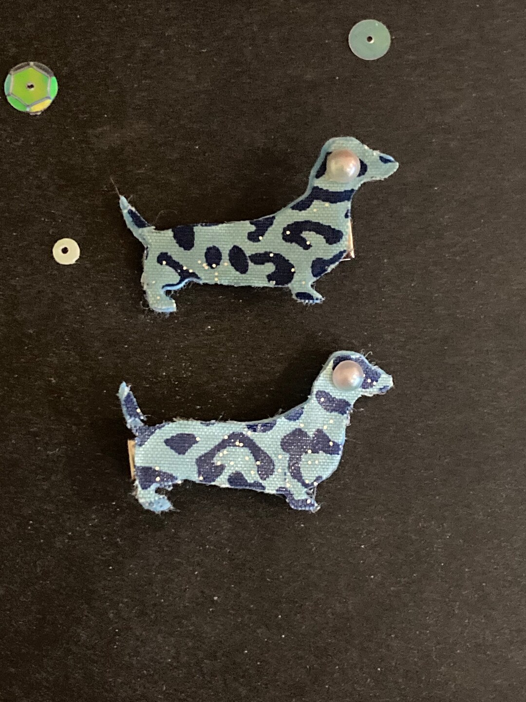 Sausage Dog Hair Clips Blue Glitter Leopard Print Dog Hair Etsy UK