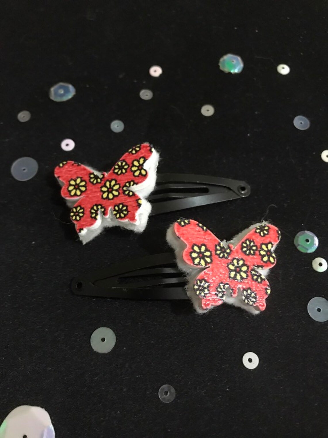 Butterfly Hair Clips Orange Floral Butterfly Hair Accessory Etsy
