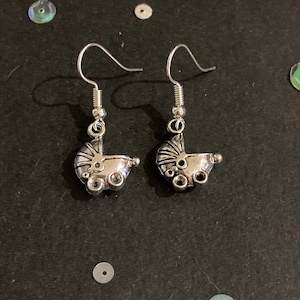 Baby Pram Earrings, Vintage Style Dangly Charm Earrings, Baby Earrings, Mother’s Day Jewelry
