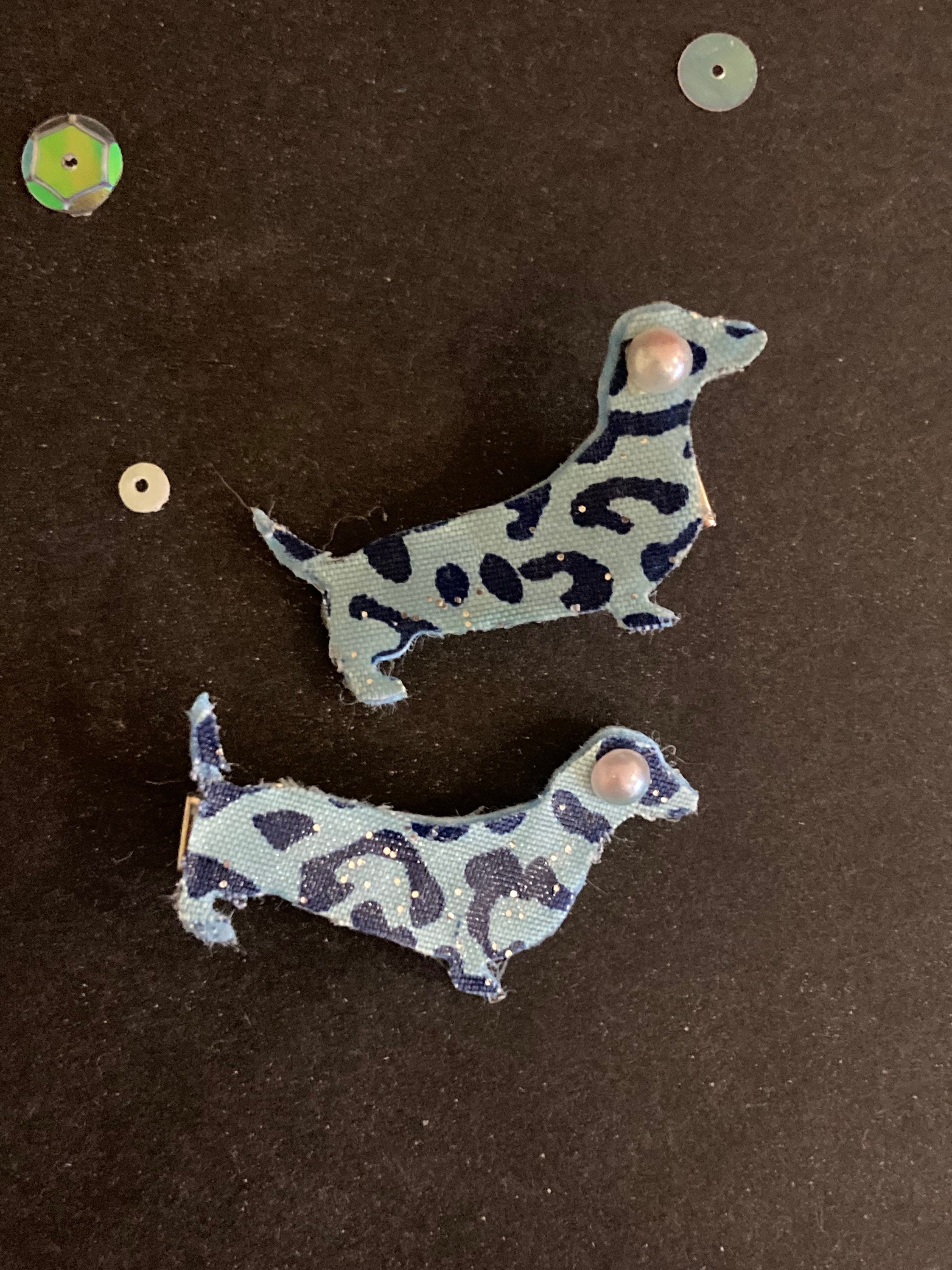 Sausage Dog Hair Clips Blue Glitter Leopard Print Dog Hair Etsy UK