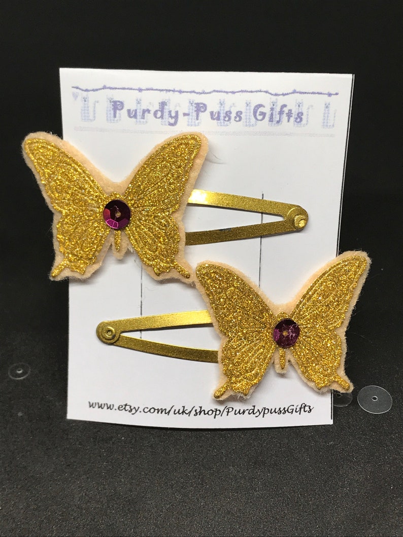 Gold Butterfly Hair Clips Novelty Hair Accessories Hair Etsy