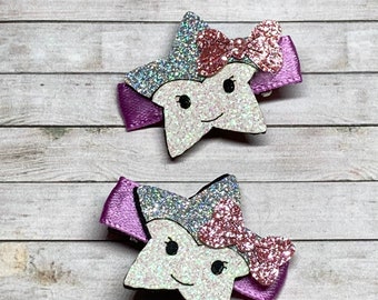 Fermagli per capelli a forma di stella glitterata, paio di graziosi fermagli per capelli a forma di stella, accessori per capelli a forma di stella