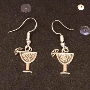 Silber Cocktail Ohrringe, Vintage Style baumelnde Charme Ohrringe, Cocktail Schmuck