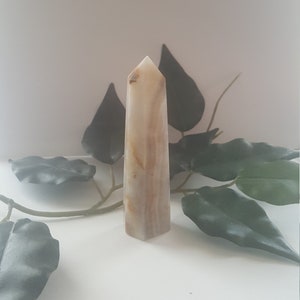 4 3/8&quot; Banded Onyx Tower - Crystal Healing • Metaphysical • Multi-Faceted • Happiness • Good Fortune • Strength • Striped • Heart •