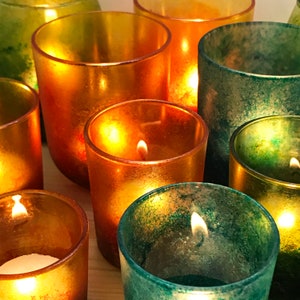 Hand Painted Glass Tealight Candle Holders