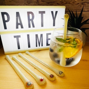 Handmade Fused Glass Drink Stirrer, Cocktail Stirrer, Swizzle stick; Opal Melt