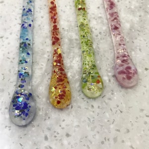 Handmade Fused Glass Drink Stirrer, Cocktail Stirrer, Swizzle stick; Glowstick