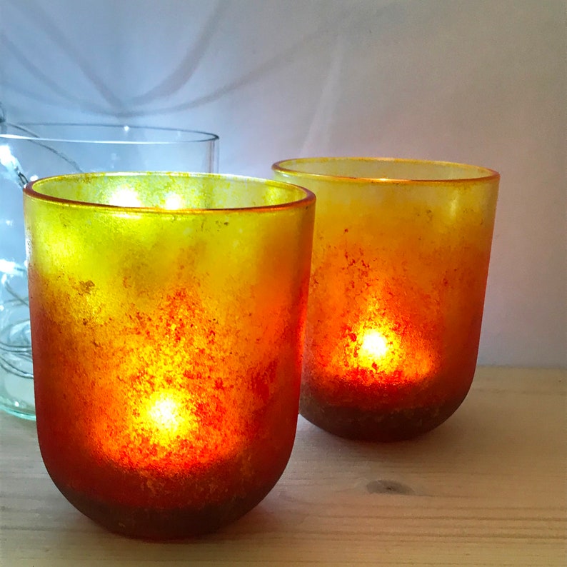 Hand Painted Glass Tealight Candle Holders Etsy