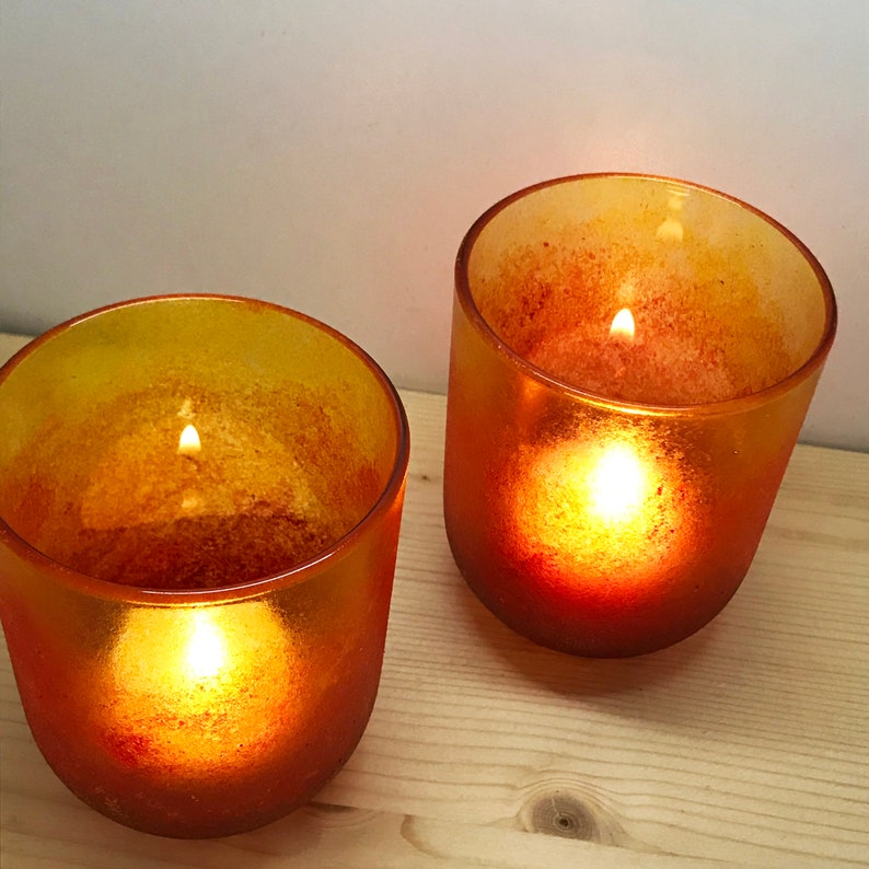 Hand Painted Glass Tealight Candle Holders Etsy