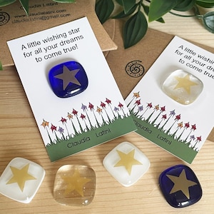 Fused glass Wishing Star keepsake gift, friendship gift, leaving / missing you gift, teacher gift.